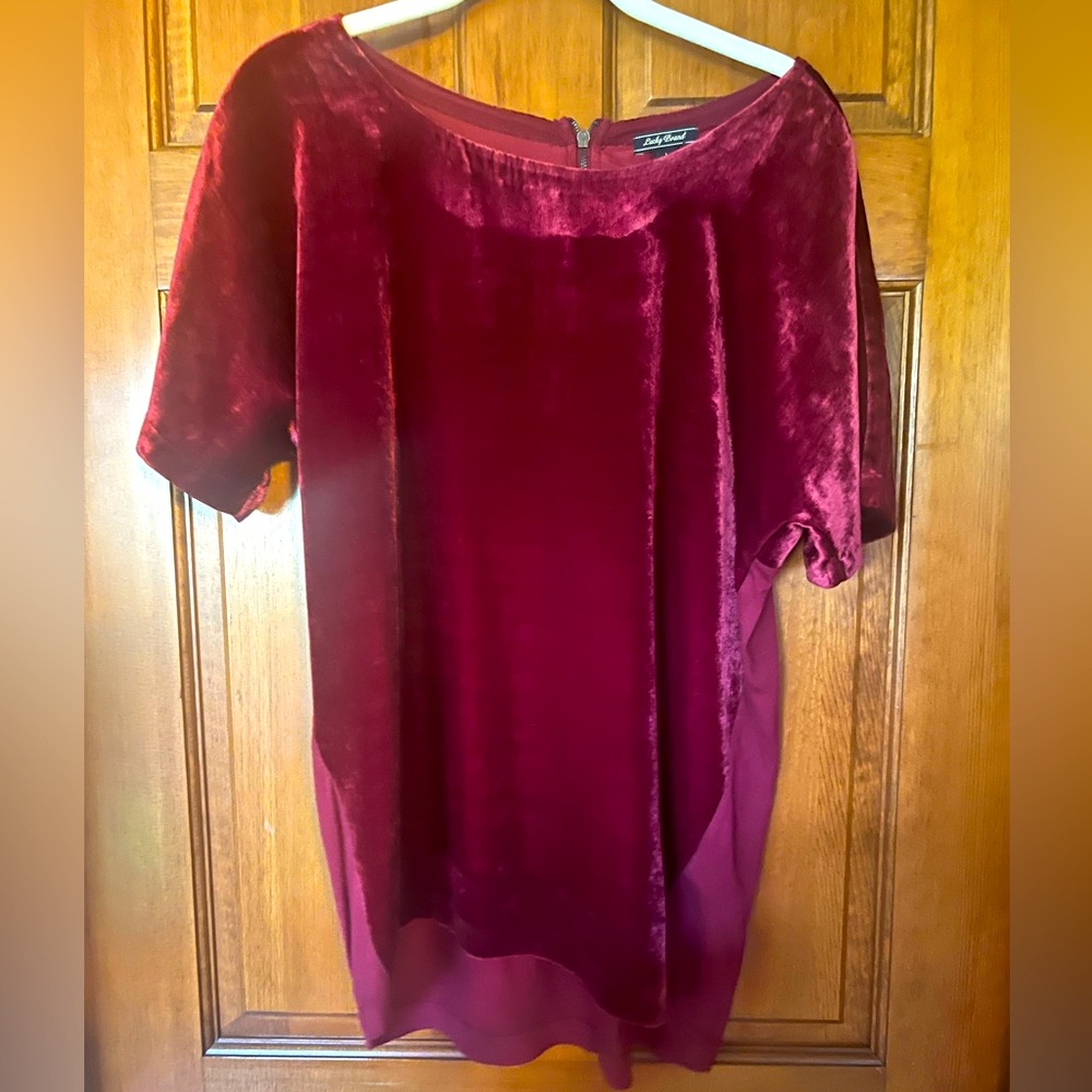 Lucky brand velvet tunic, top size large